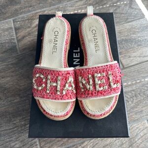 Pink Tweed Chanel Sandals